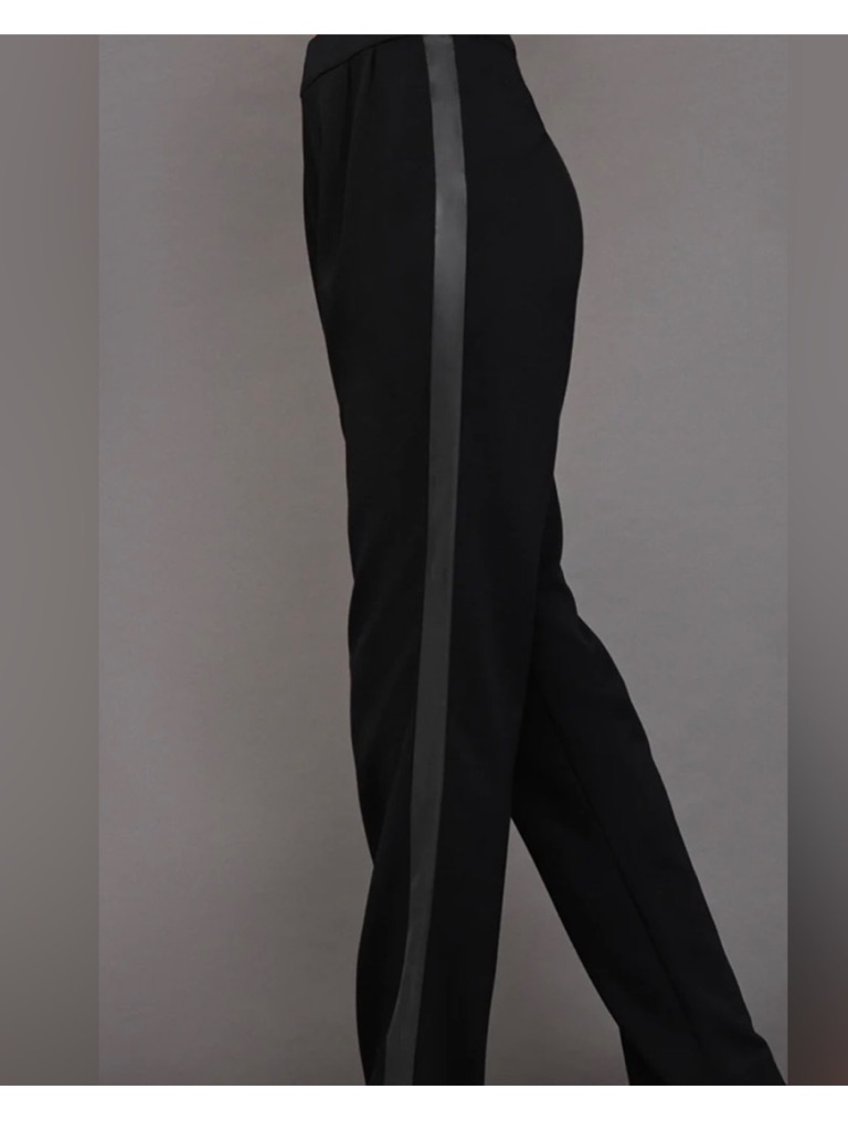 Brochu Walker Women’s Black Linen Tuxedo-Strip Jogger Pants